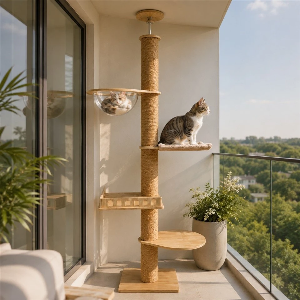 All-in-One Wooden Cat Tower With Capsule best