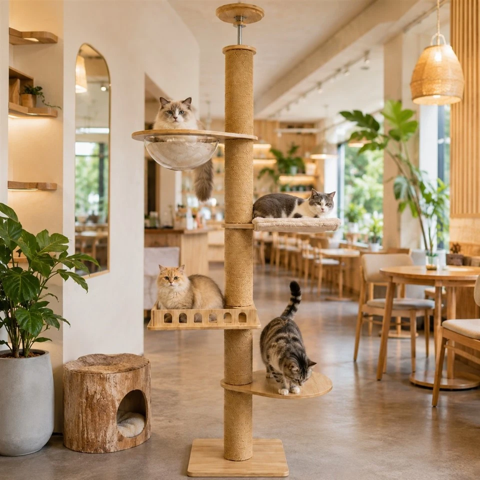 All-in-One Wooden Cat Tower With Capsule price